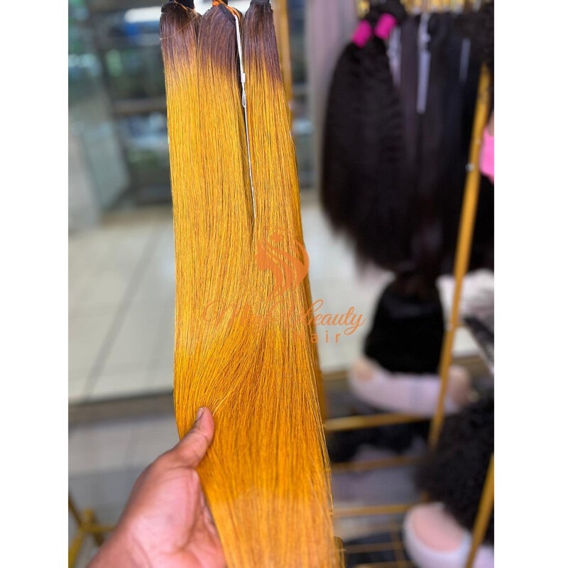 Ginger Colour with Dark Brown Roots Machine Weft